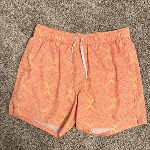 Stylish Orange Patterned Men's Swim Trunks